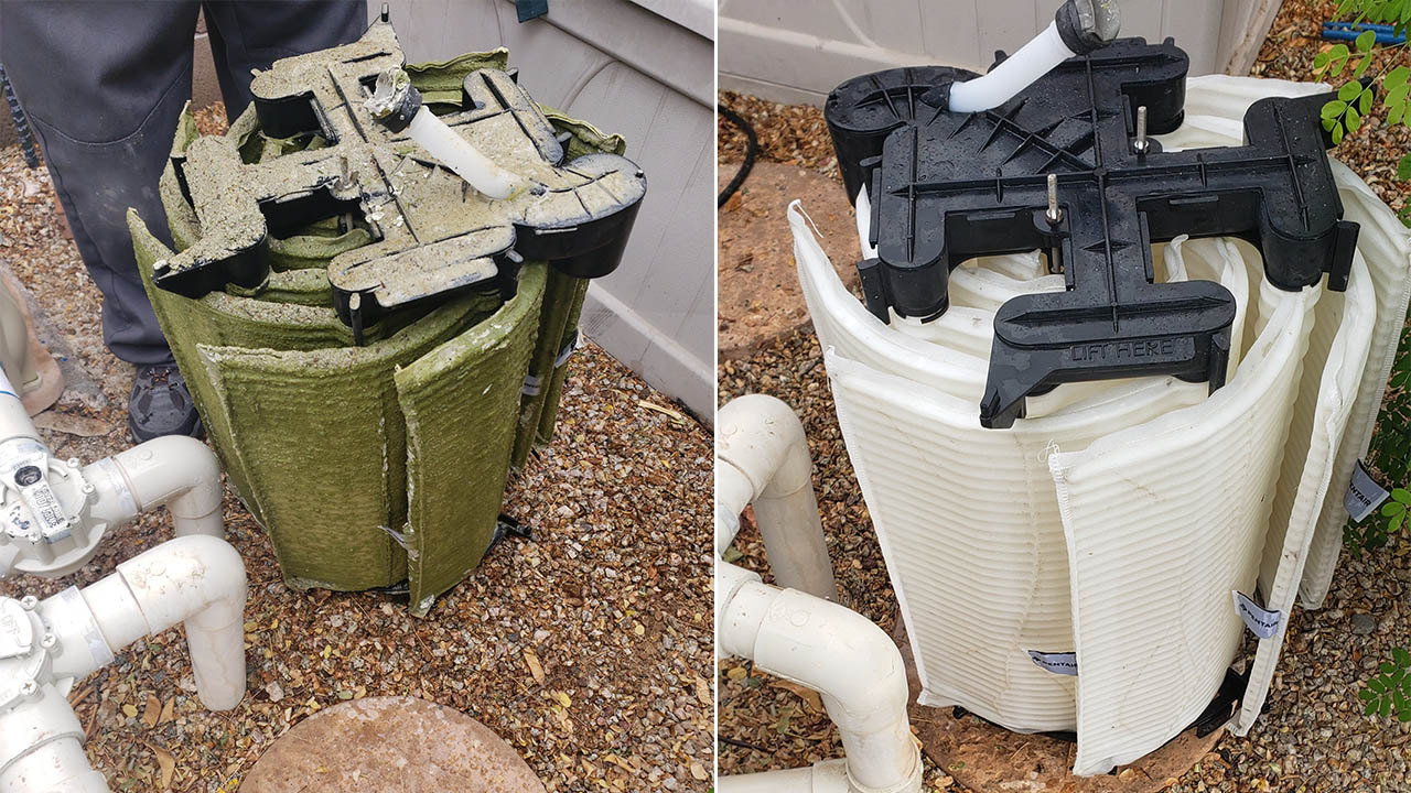 de pool filter before and after deep cleaning