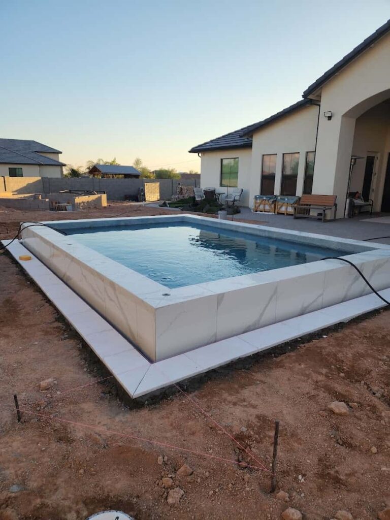 modern rectangular pool construction
