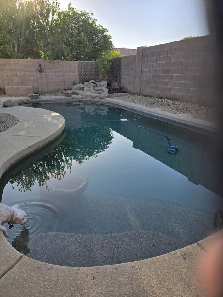 pool replaster and rock waterfall update