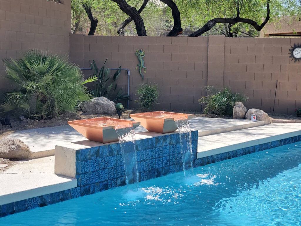 pool water feature bowls with spillways
