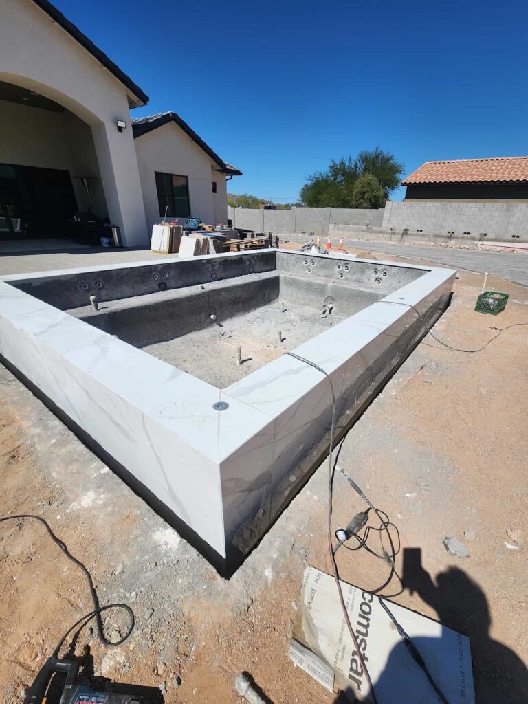 modern rectangular pool construction