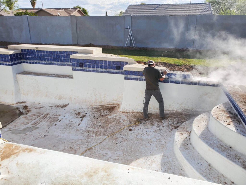 pool tile demolition