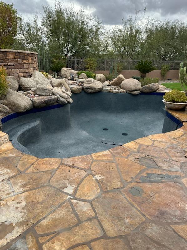 rock waterfall pool remodel